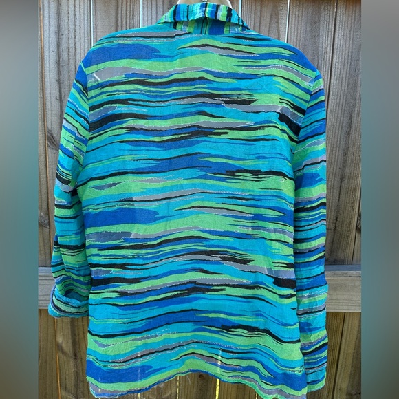 Choices Abstract Striped Sheer Button-Up Top - Women’s Large - Picture 7 of 7